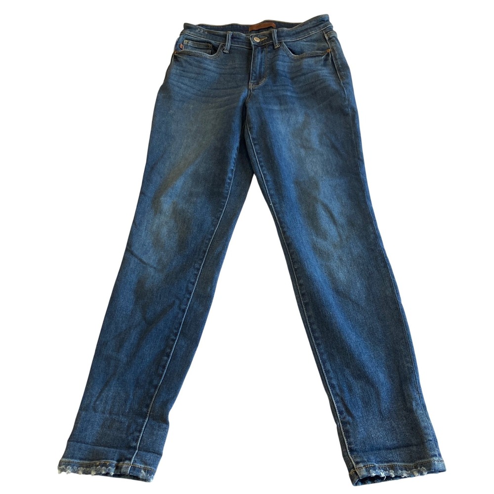 Judy Blue Jeans 5/27 (27x30) Boyfriend Fit Mid Rise Distressed Hem Stretch Flex